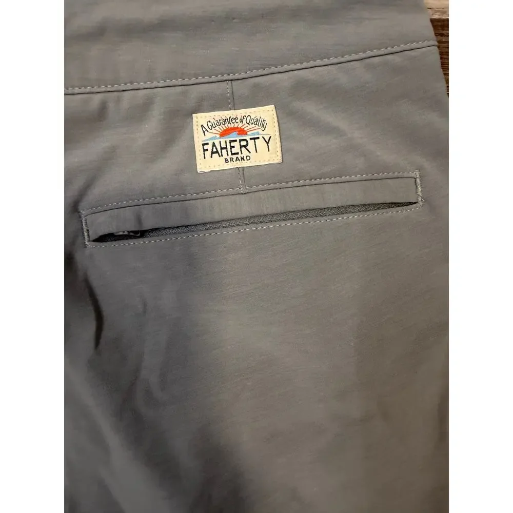 Faherty Men's All Day Shorts Size 33 Grey GUC golf vaca summer sweat wicking